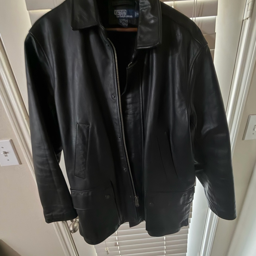 Vintage Polo Ralph Lauren Men's Black Leather Jacket
